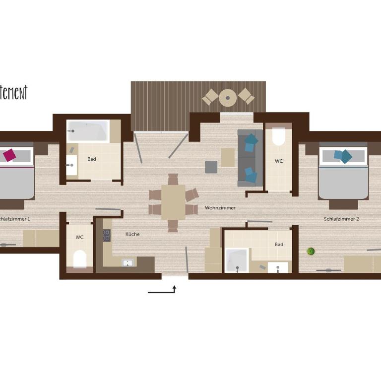 stoanmandl Wohlfühlappartements - Apartment mit 2 Schlafzimmern und Balkon - 65