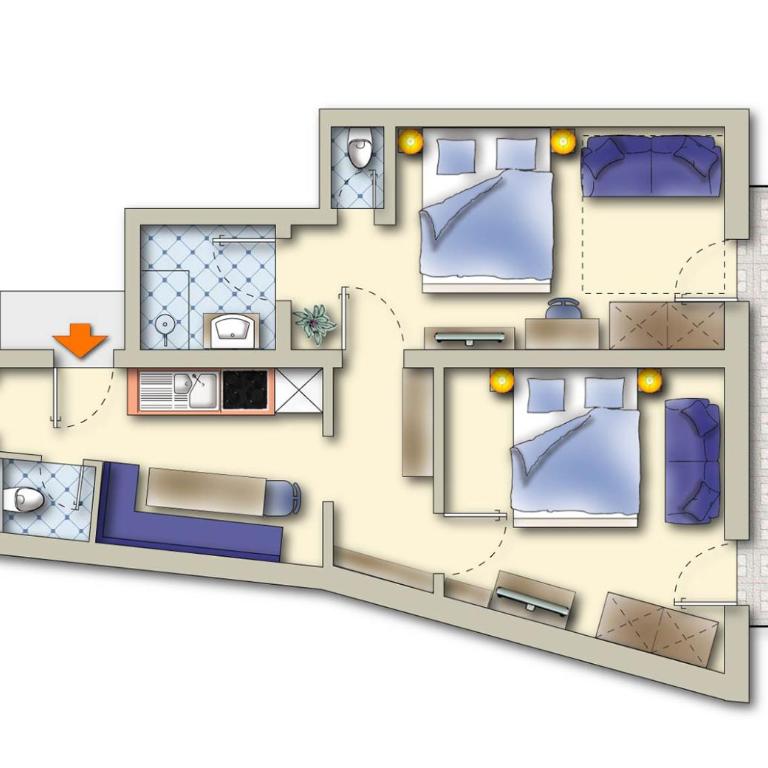 Hotel & Apart Central - Apartment mit 2 Schlafzimmern und Balkon - 26