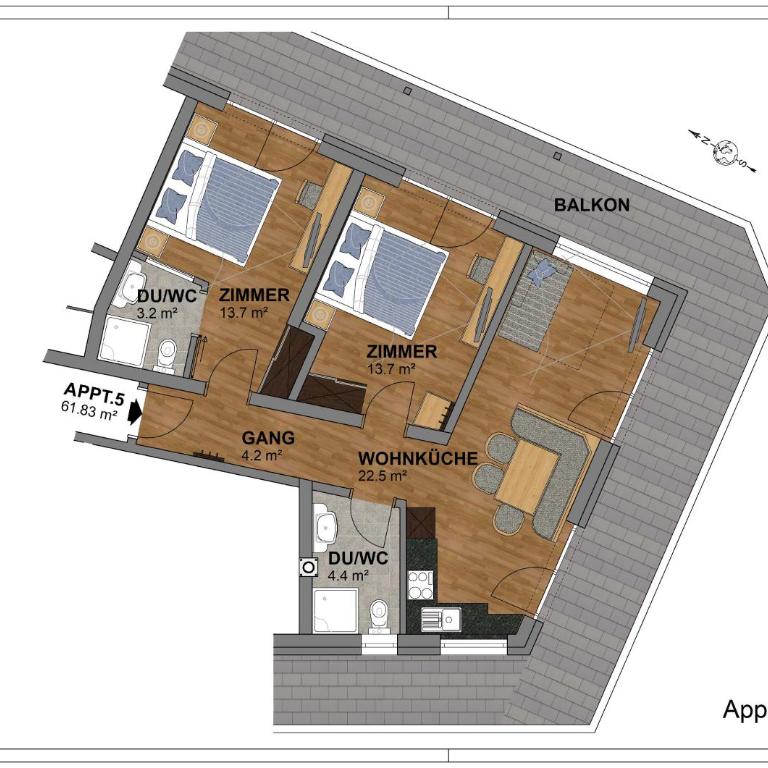 Apart Auszeit - Comfort Apartment mit 2 Schlafzimmern und Balkon - 17