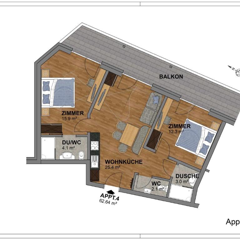 Apart Auszeit - Comfort Apartment mit 2 Schlafzimmern und Balkon - 16