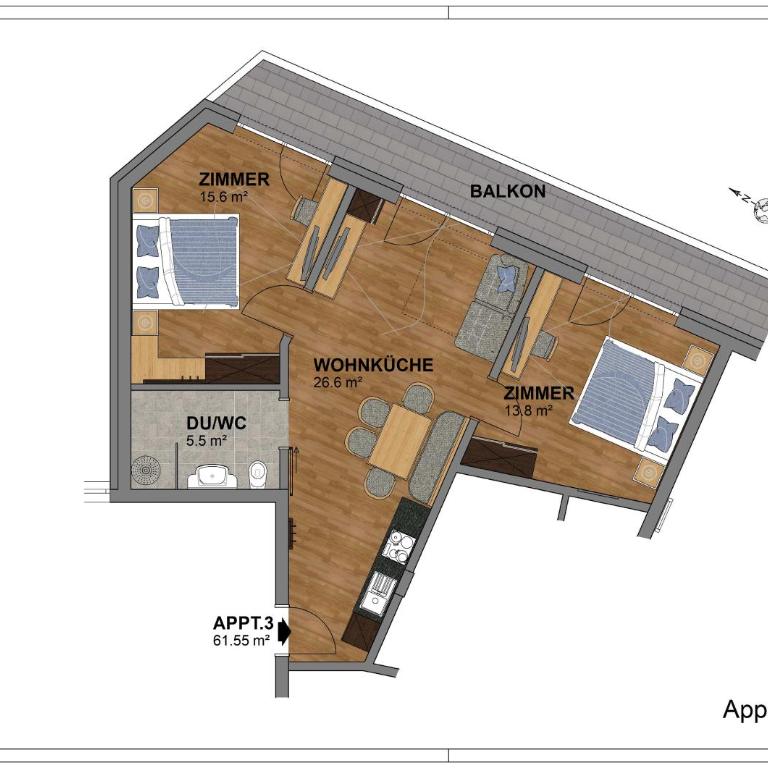 Apart Auszeit - Apartment mit 2 Schlafzimmern und Balkon - 1