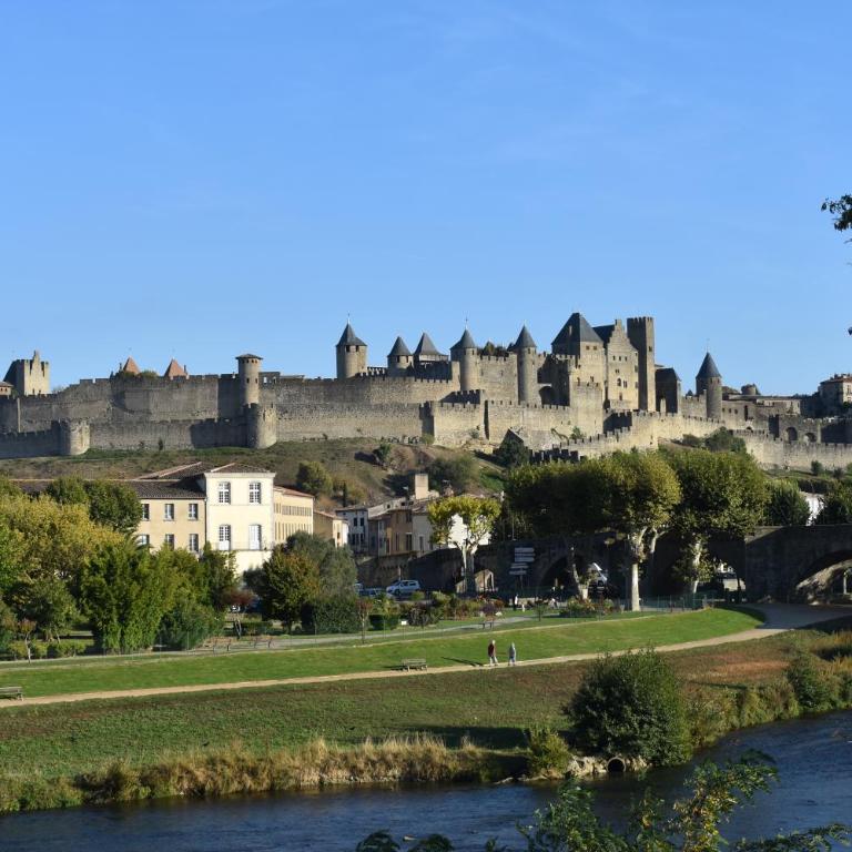Les Gîtes de Laure - L'Or Vert, Appartement avec Vue sur le Château, Parking Privé, Climatisation, à 160 m de la Cité Médiévale - Apartment mit 2 Schlafzimmern - 24