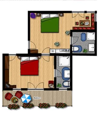 Sportpension Bergblick - Familien-Apartment mit Balkon (2 Erwachsene + 2 Kinder) - 4