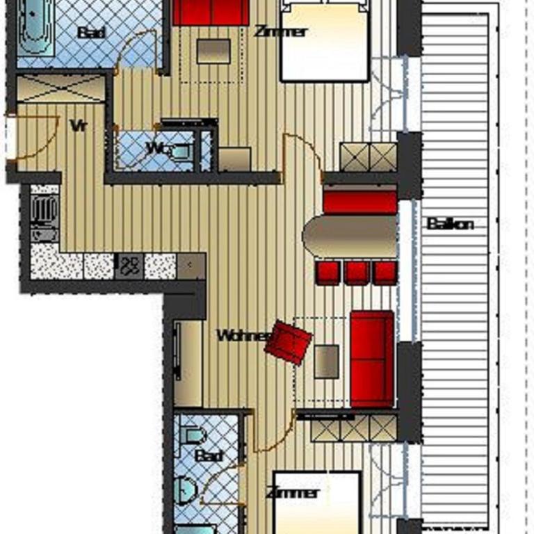 Aparthotel Rubinius - Apartment mit 2 Schlafzimmern und Balkon oder Terrasse - 1