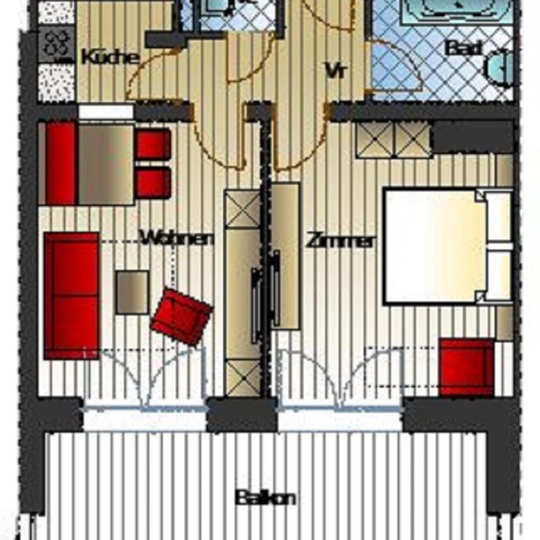 Aparthotel Rubinius - Apartment mit 1 Schlafzimmer und Balkon oder Terrasse - 3