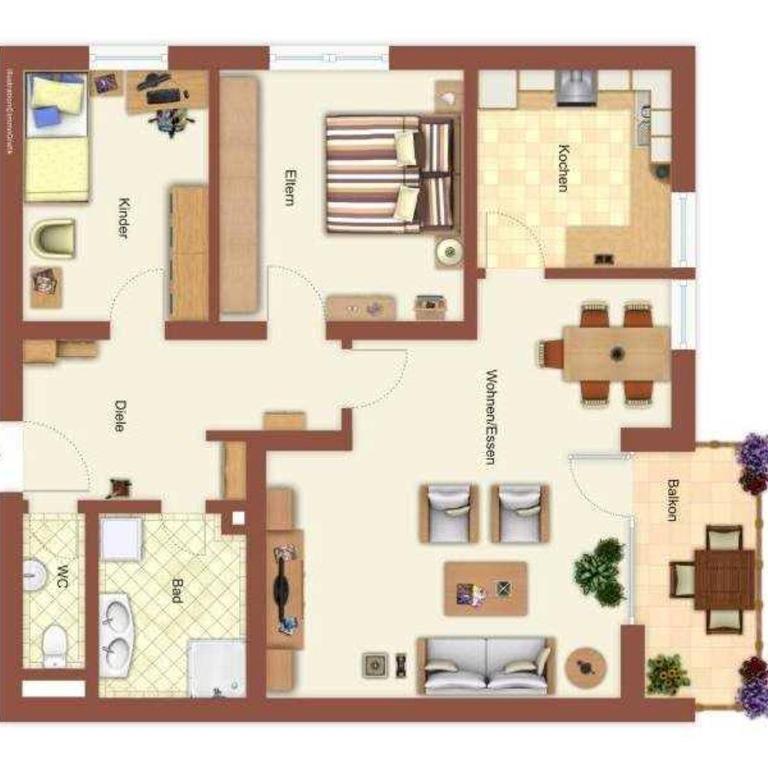 FeWo Ortloff - Apartment mit 2 Schlafzimmern und Balkon - 4