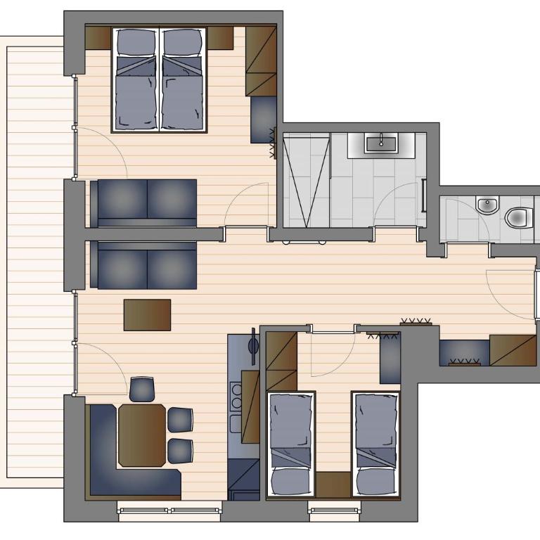 Das Grünholz Aparthotel - Apartment mit 2 Schlafzimmern und Balkon (6 Erwachsene) - 2