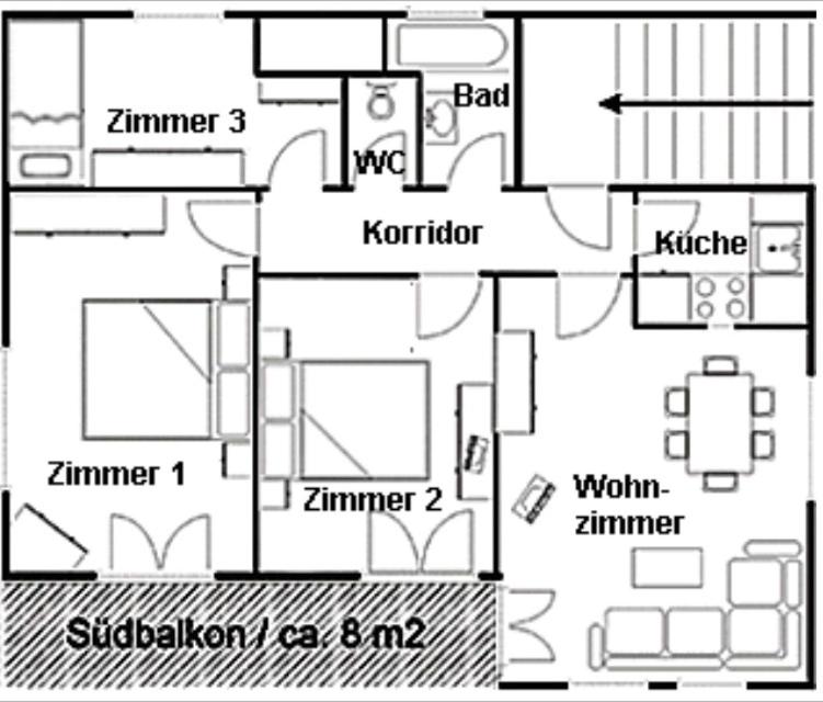Ferienwohnung Sotcha 8c - Apartment mit 3 Schlafzimmern - 42