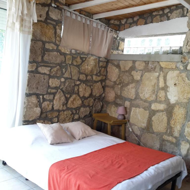 Leucate,dans la verdure,studio caverne en pierre dans propriété sécurisée - Appartement - Vue sur Jardin - 12