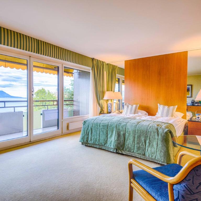Royal Plaza Montreux - Deluxe Doppelzimmer mit Balkon sowie Park- und Seeblick oder Seeblick - 2