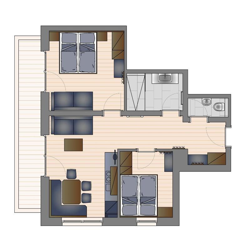 Das Grünholz Aparthotel - Apartment mit 2 Schlafzimmern und Balkon (6 Erwachsene) - 10