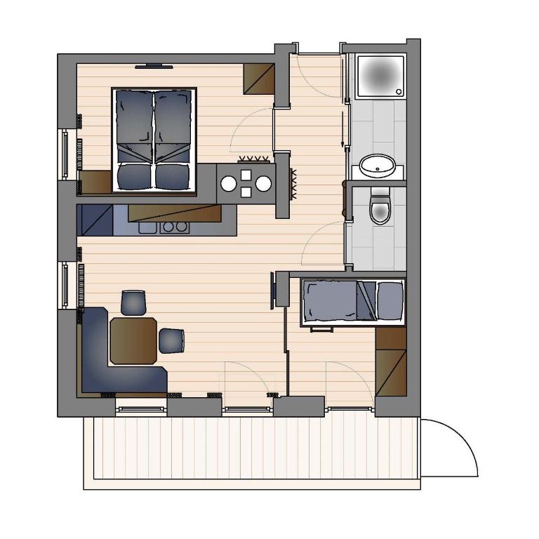 Das Grünholz Aparthotel - Apartment mit 1 Schlafzimmer und Balkon - 16