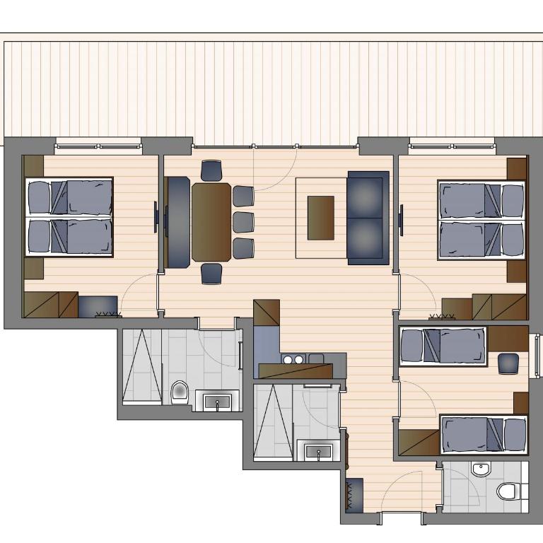Das Grünholz Aparthotel - Apartment mit 3 Schlafzimmern und Balkon - 9