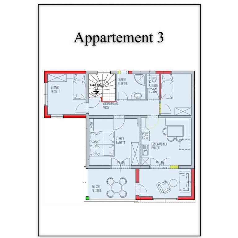 Appartementhaus Monika - Apartment mit 3 Schlafzimmern und Balkon - 13