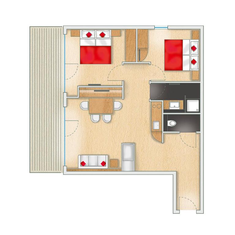 Alpinhotel Pacheiner - Apartment mit 2 Schlafzimmern, einem Balkon und Bergblick - 8