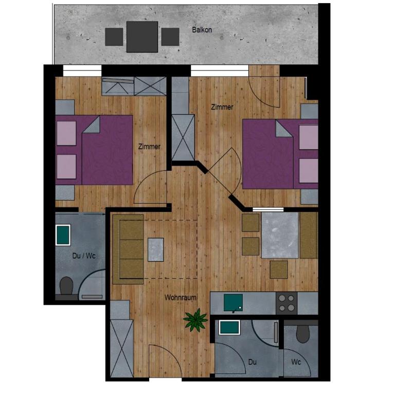 Hotel Garni Bergwelt - Apartment mit 2 Schlafzimmern (4 Erwachsene) - 8