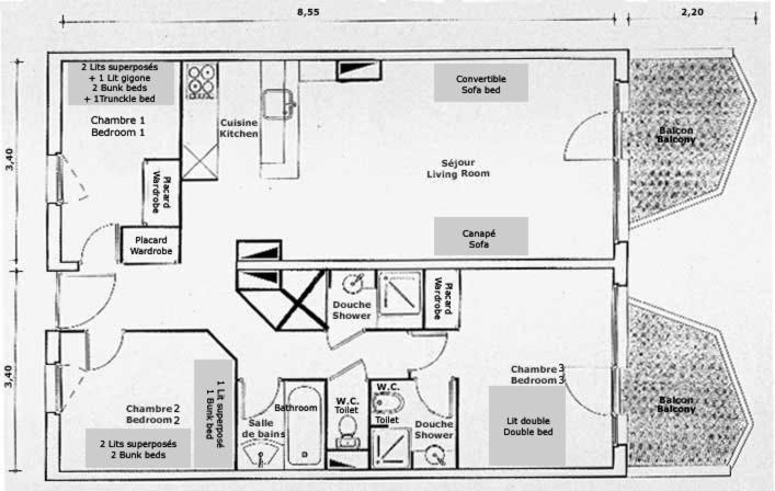 Epicea Avoriaz, three bedroom apartment, 62 m2, 4th floor, 8 ppl - Three-Bedroom Apartment - 15