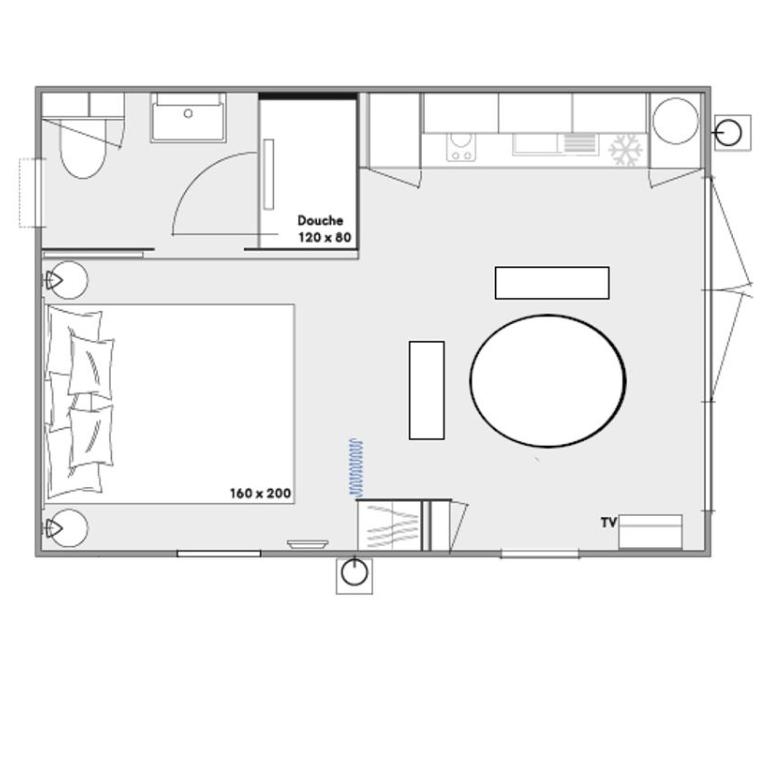 Camping Mas De Pierredon - KeyWest - 2 personnes, Draps tissus et serviettes fournis, TV et climatisation, terrasse couverte - 1