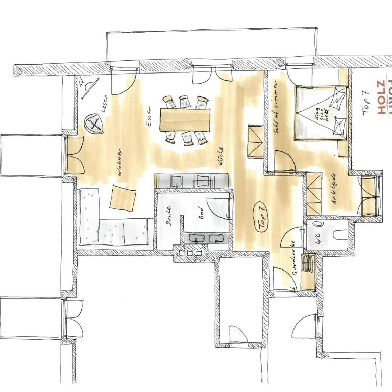 Brunnwirt ESSEN & WOHNEN - Apartment mit 2 Schlafzimmern, Terrasse und Balkon - 11