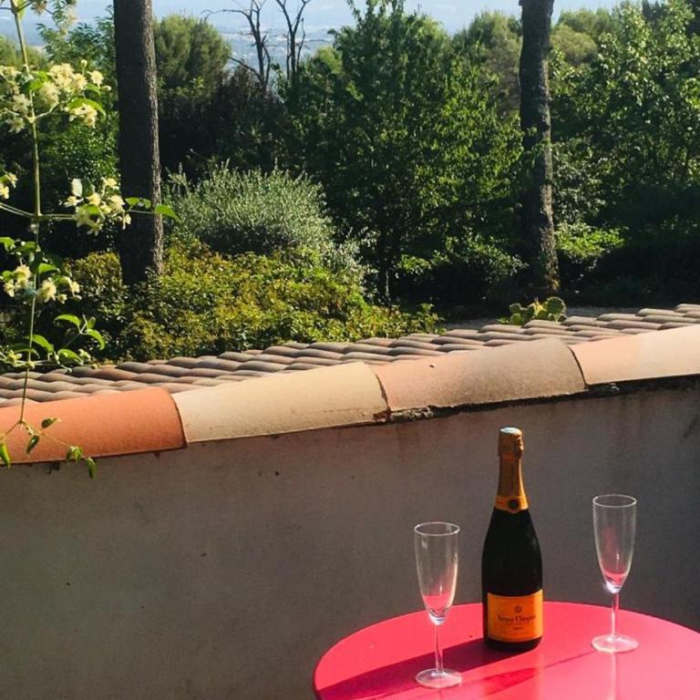 T2 de la Bastide Rouge vue exceptionnelle (180°) sur Aix domaine privé T2 indépendant de 37 m2 avec terrasse exposée plein sud Piscine 10 X 5 - Villa - 5