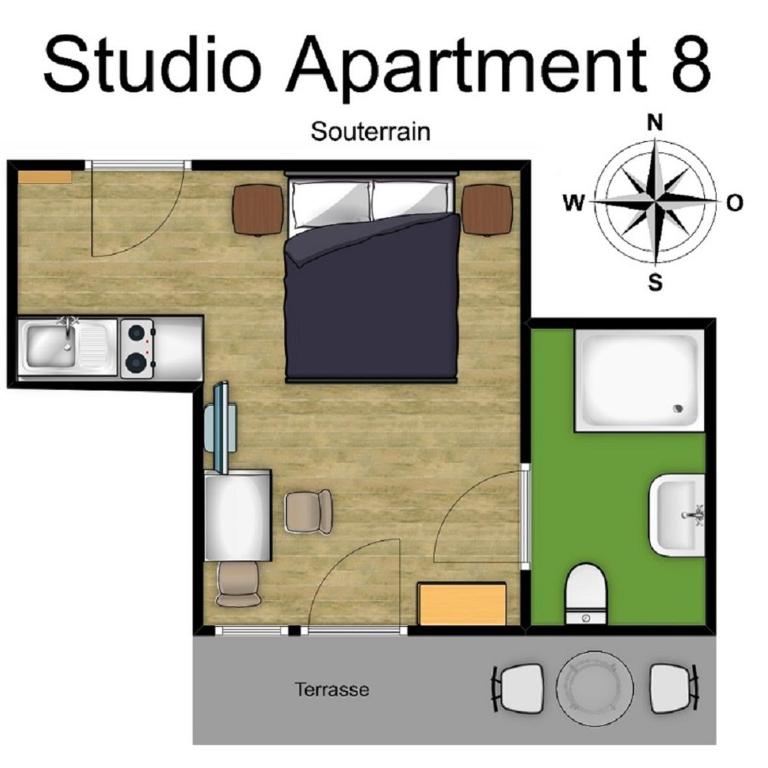 Ferienwohnungen am Buchbrunnen - Studio Apartment 8 - 6