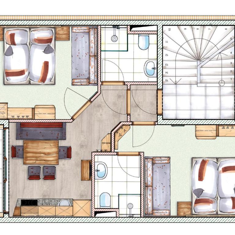 Bergparadies - inklusive Eintritt in die Alpentherme - Standard Apartment mit 2 Schlafzimmern, Balkon oder Terrasse und Zugang zum Spa - 1
