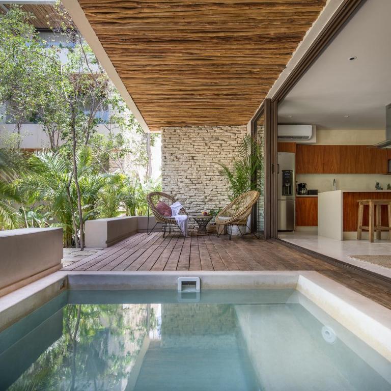 Copal Tulum Hotel - Apartamento Jungle de lujo de 1 dormitorio con piscina privada y vistas al jardín - 2 camas individuales y 1 sofá cama extragrande - 2