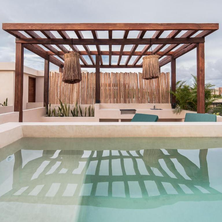 Copal Tulum Hotel - Apartamento Premium de 2 dormitorios con piscina privada y vistas al jardín - 1 cama extragrande, 2 camas individuales y 1 sofá cama extragrande - Azotea - 7