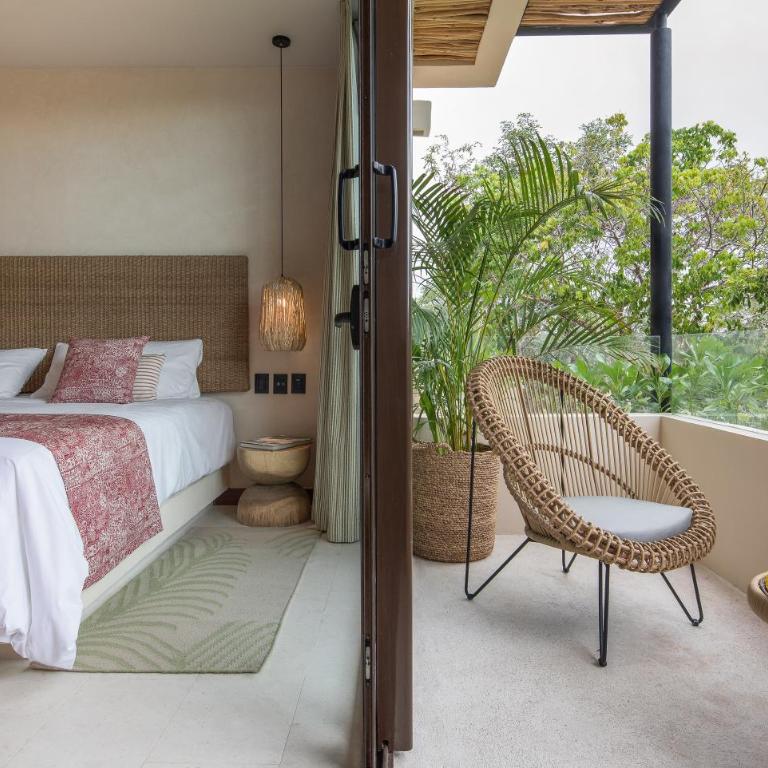 Copal Tulum Hotel - Apartamento Jungle de lujo de 1 dormitorio con terraza y vistas al jardín - 2 camas individuales y 1 sofá cama extragrande - 9