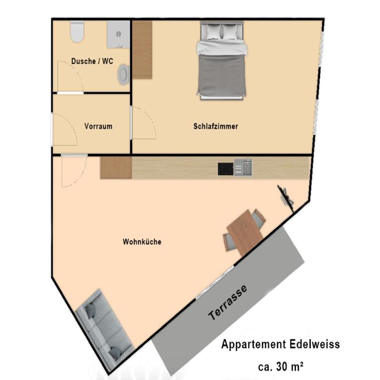 Appartement Pension Sankt Sebastian Premium Summercard including - Apartment mit 1 Schlafzimmer und Terrasse - 2