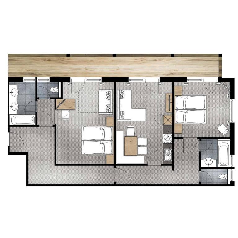 Gurglhof Apartmenthaus - Standard Apartment mit 2 Schlafzimmern - 4