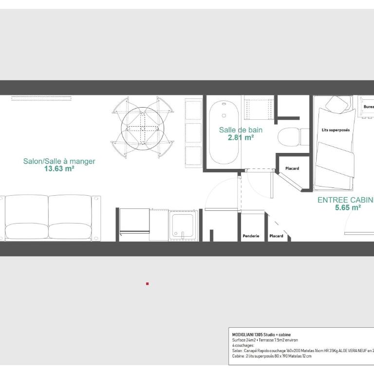 Studio cabine vue mer, piscine panoramique, parking couvert - Studio - Vue sur Mer - 8