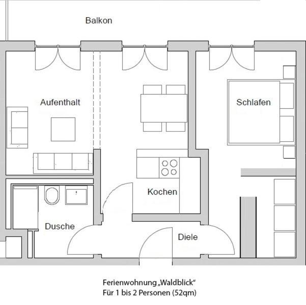 Ferienhaus Wetterstein - Apartment Waldblick mit 1 Schlafzimmer - 8