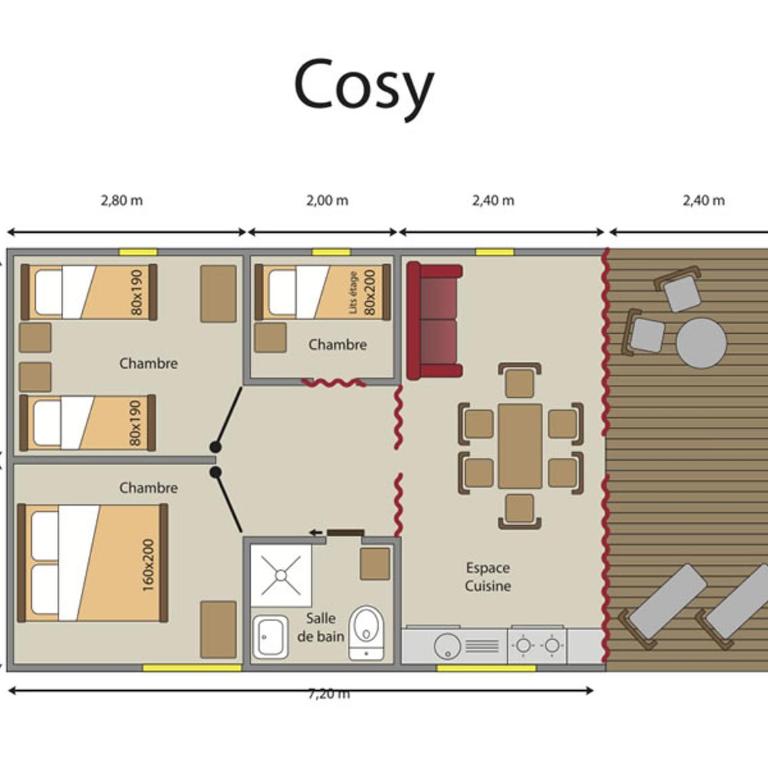 Camping le Petit Liou Sites & Paysages - Three-Bedroom Chalet - 4