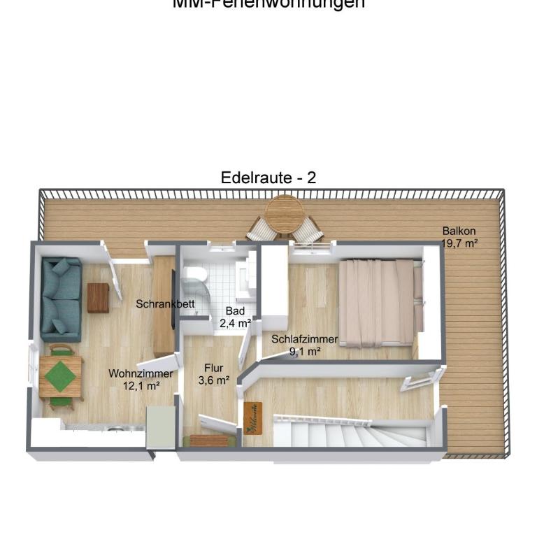 Haus Edelraute - Apartamento con balcón - 1