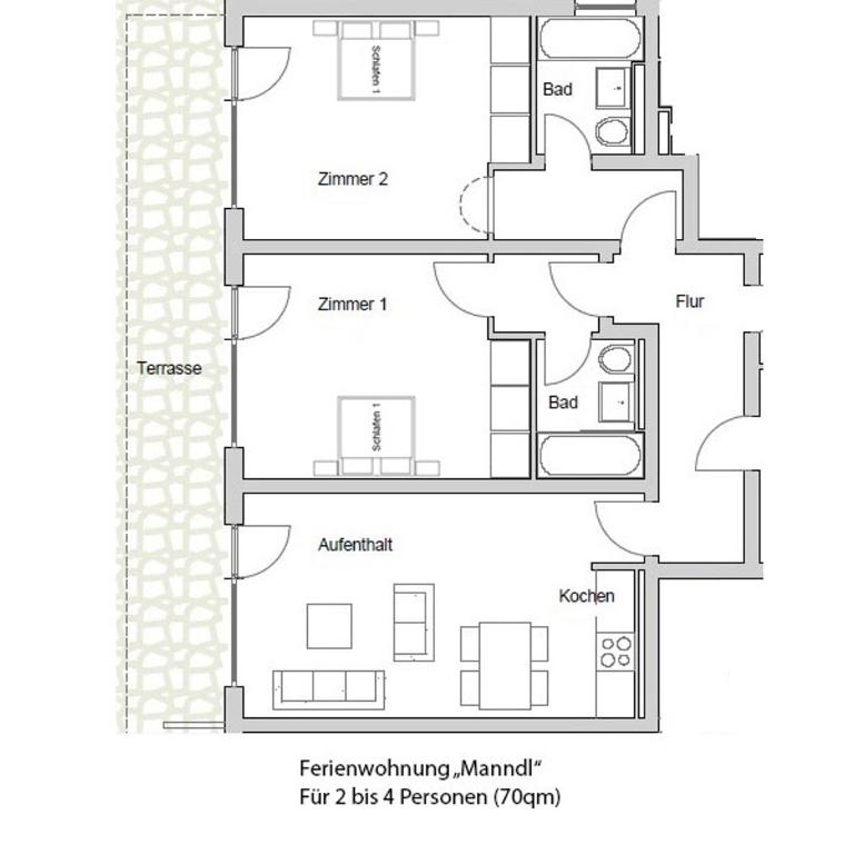 Ferienhaus Wetterstein - Apartment Manndl mit 2 Schlafzimmern - 8