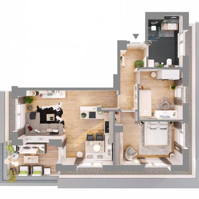 Apartment BergRoof - Two-Bedroom Penthouse with Balcony and Mountain View - 11