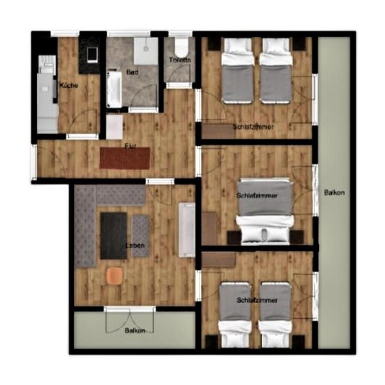 Apartments Quehenberger - Apartment mit 3 Schlafzimmern und Balkon - 1