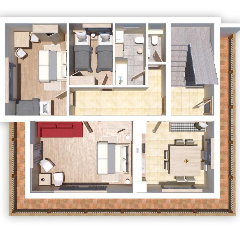 Appartments Hofer - Apartment mit 3 Schlafzimmern und Dusche - 2