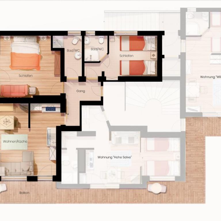 Appartements Alpenblick Söll - Apartment mit 2 Schlafzimmern - 2
