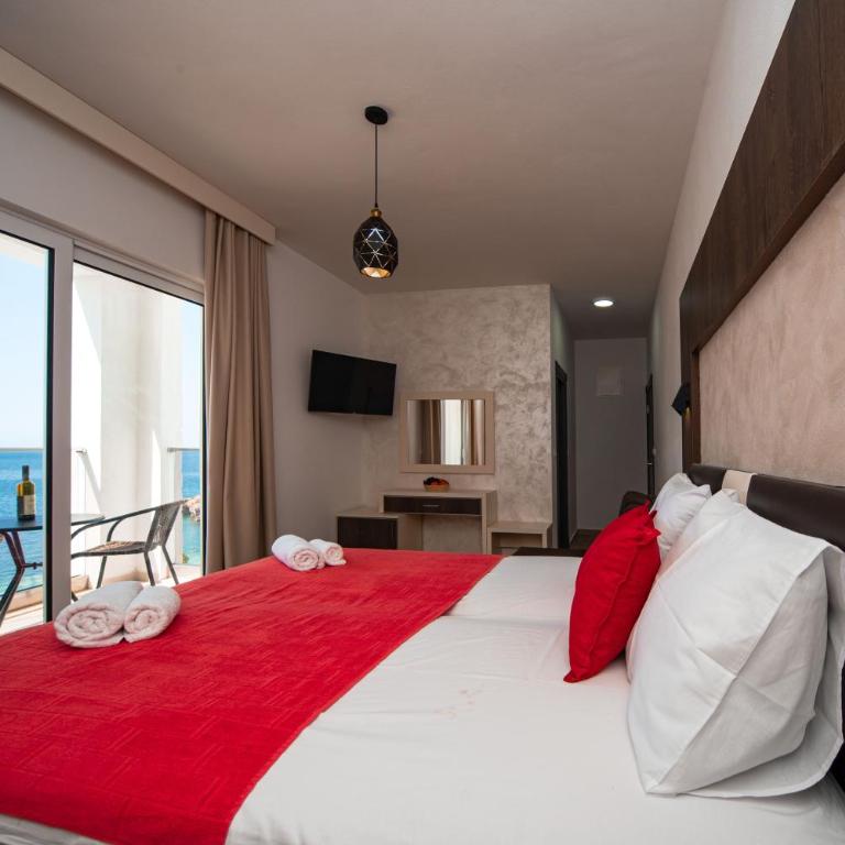 David Lux beach rooms - Deluks Soba sa Bračnim Krevetom / Zasebnim Krevetima, Balkonom i Pogledom na More - 12