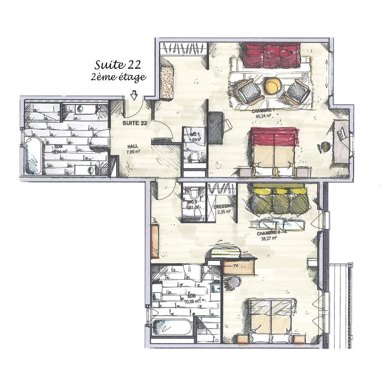 Hôtel LA MOURRA - Suite 2 Chambres - 1