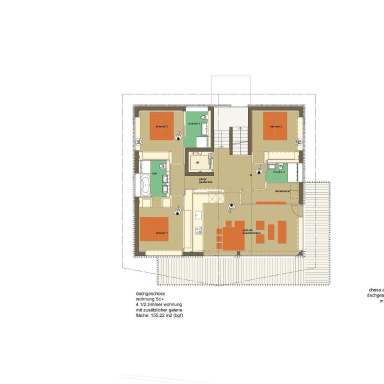 Alpine Lodge Chesa al Parc - Apartment mit 3 Schlafzimmern, Balkon und Zwischengeschoss - 12