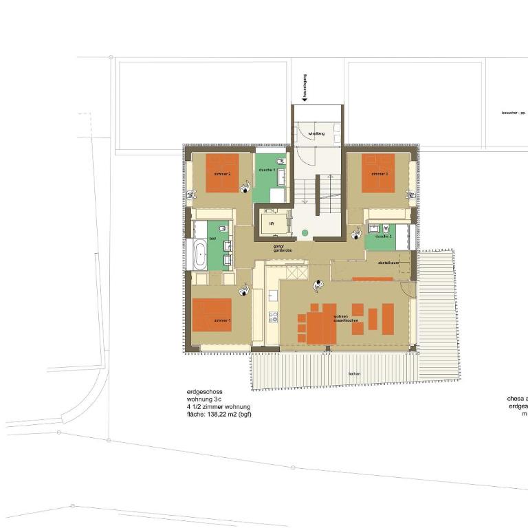 Alpine Lodge Chesa al Parc - Apartment mit 3 Schlafzimmern und Balkon - 13