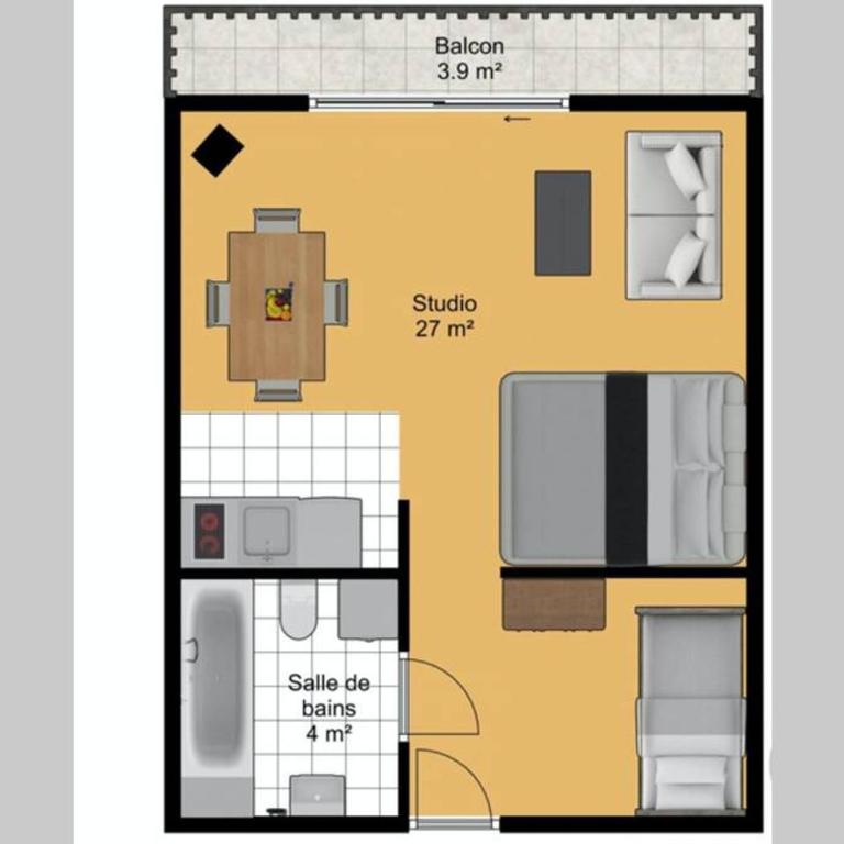 Le Relai S31 - Grand et lumineux studio avec coin montagne 4-6 pers, tout équipé, avec WIFI, à 30m des pistes avec un grand balcon, DRAPS NON COMPRIS - Studio - Vue sur Montagne - 12
