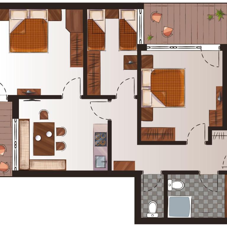 Hotel Pinzger Tux - Apartment mit 3 Schlafzimmern und Aussicht - 10