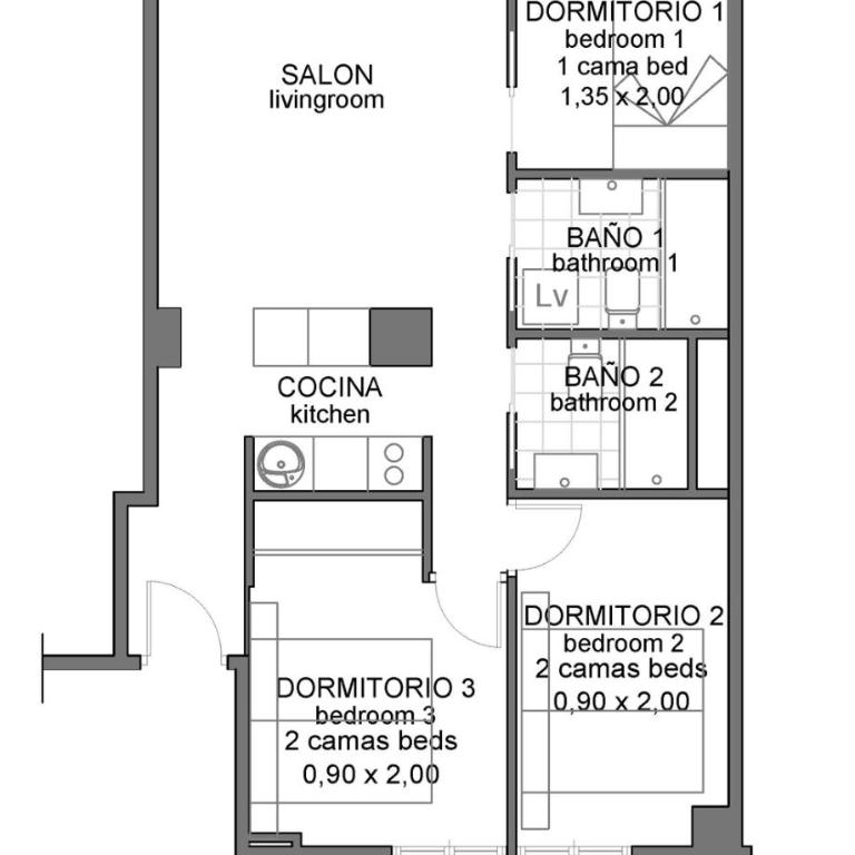 Espacioso 3 hab dobles, 2 baños Centro Ciudad - Three-Bedroom Apartment - 17