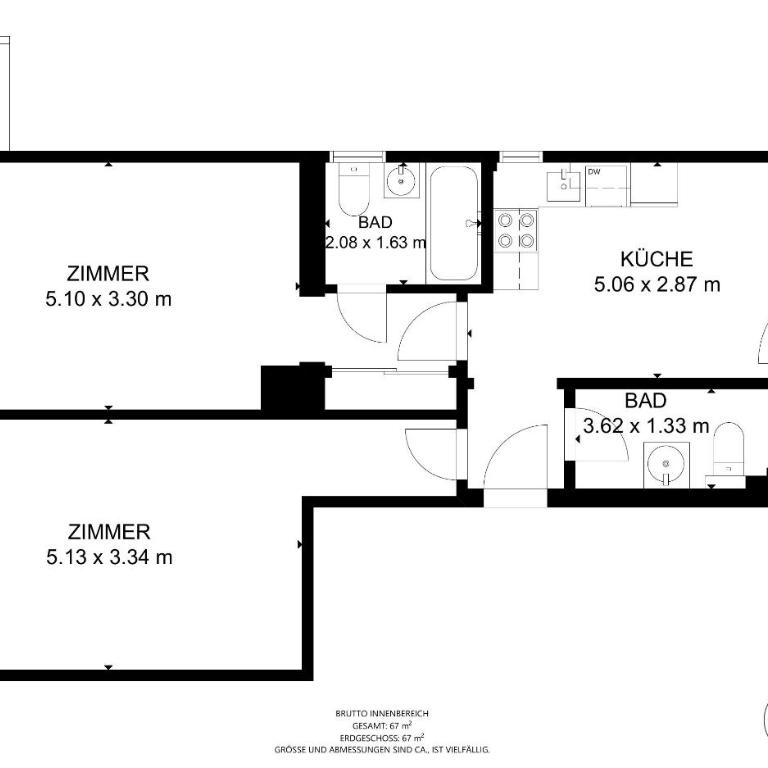 Haus Derby - Standard Apartment mit 2 Schlafzimmern - 11