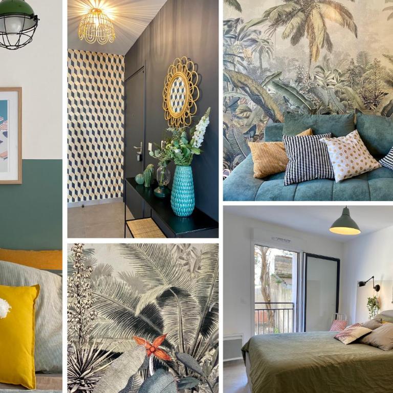 NOUVEAU - Jungle Montpeul - Clim - Wifi fibre - Netflix - 5' du centre et gare - Parking - Loggia - 15' des plages - Two-Bedroom Apartment - 6