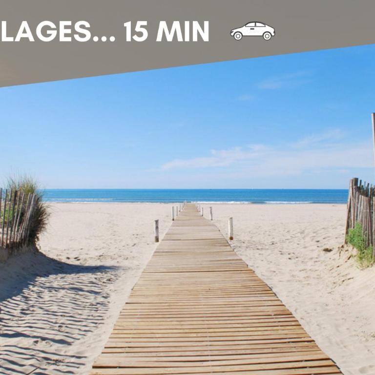 NOUVEAU - Jungle Montpeul - Clim - Wifi fibre - Netflix - 5' du centre et gare - Parking - Loggia - 15' des plages - Two-Bedroom Apartment - 21
